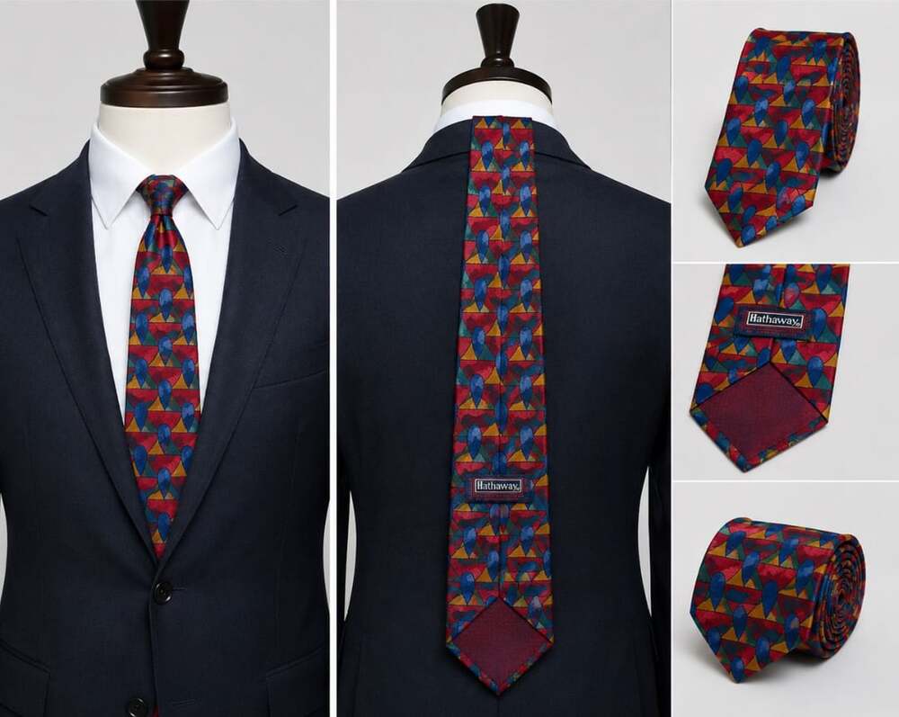 Vintage Hathaway multi color Silk Squares Tie